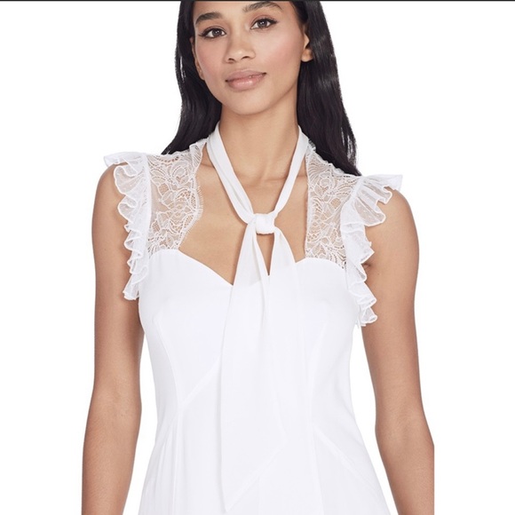 Cinq a Sept Silk Mini Lace Ruffle White Dress - Picture 3 of 13